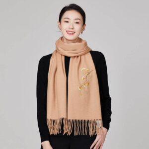 Handmade Suzhou Embroidery Wool Cashmere Scarf Shawl for Women 200x38cm