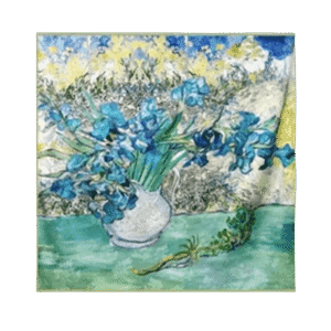 Mulberry Silk 14 Momme Square Scarf Iris Floral 108x108 cm