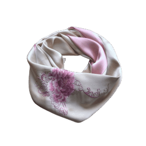 Handmade Su Embroidery 16 Momme Silk Scarf Peony 155x35cm
