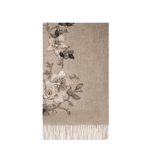 Embroidery 100% Pure Cashmere Scarf Gardenia 200x60 cm