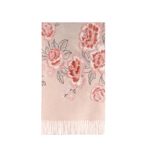 Embroidery 100% Pure Cashmere Scarf Pink Lotus 200x60 cm