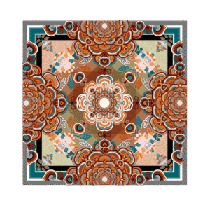 Chinese Style Silk Square Scarf Lotus Design 65 x 65 cm & 88 x 88 cm
