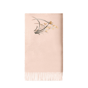 Handcrafted Embroidery Premium 100% Wool Cashmere Scarf Orchid 180x30cm