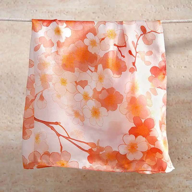 100% Mulberry Silk Elegant Silk Scarf Hundred Flowers Design 65x65cm - Image 2