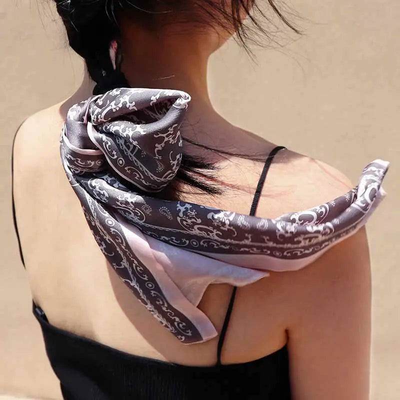 12 Momme Satin Long Silk Scarf Elegant Cloud Pattern 14.5x145cm - Image 5