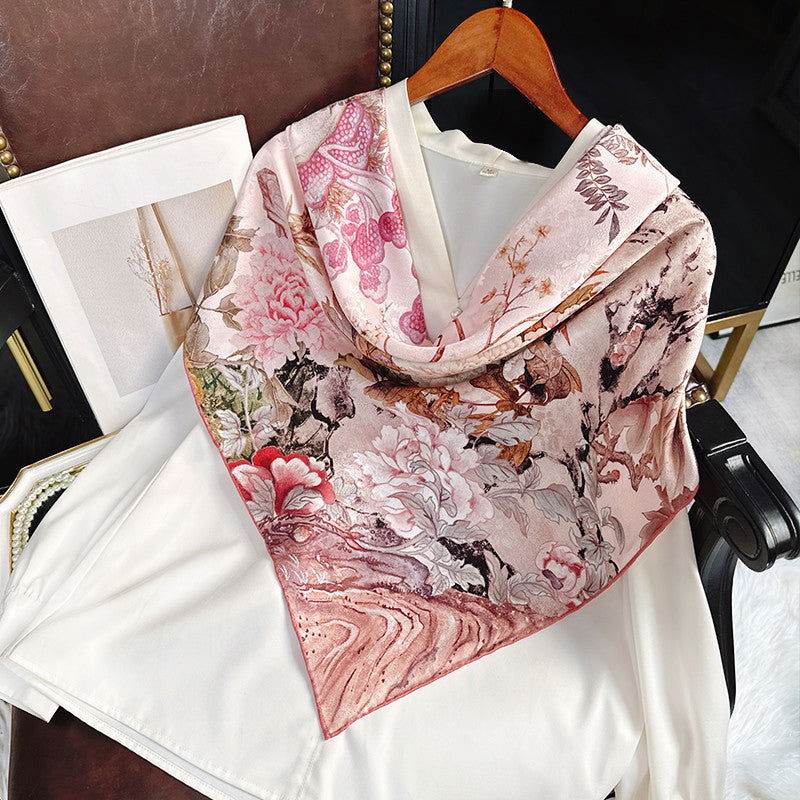 Mulberry Silk 14 Momme Square Scarf Radiant Floral 108x108 cm - Image 3