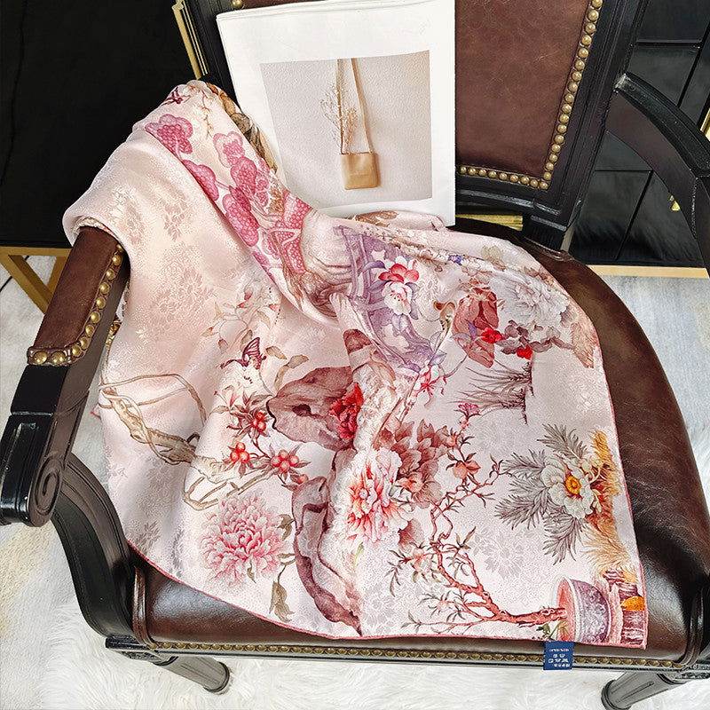 Mulberry Silk 14 Momme Square Scarf Radiant Floral 108x108 cm - Image 4