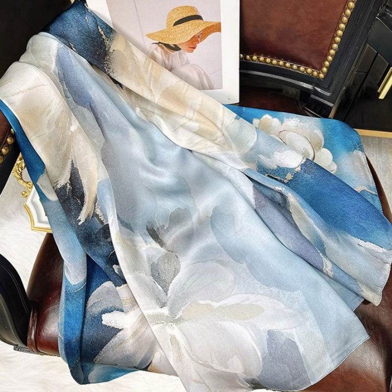 Mulberry Silk 14 Momme Silk Scarf Blue Orchid 175x53 cm - Image 5