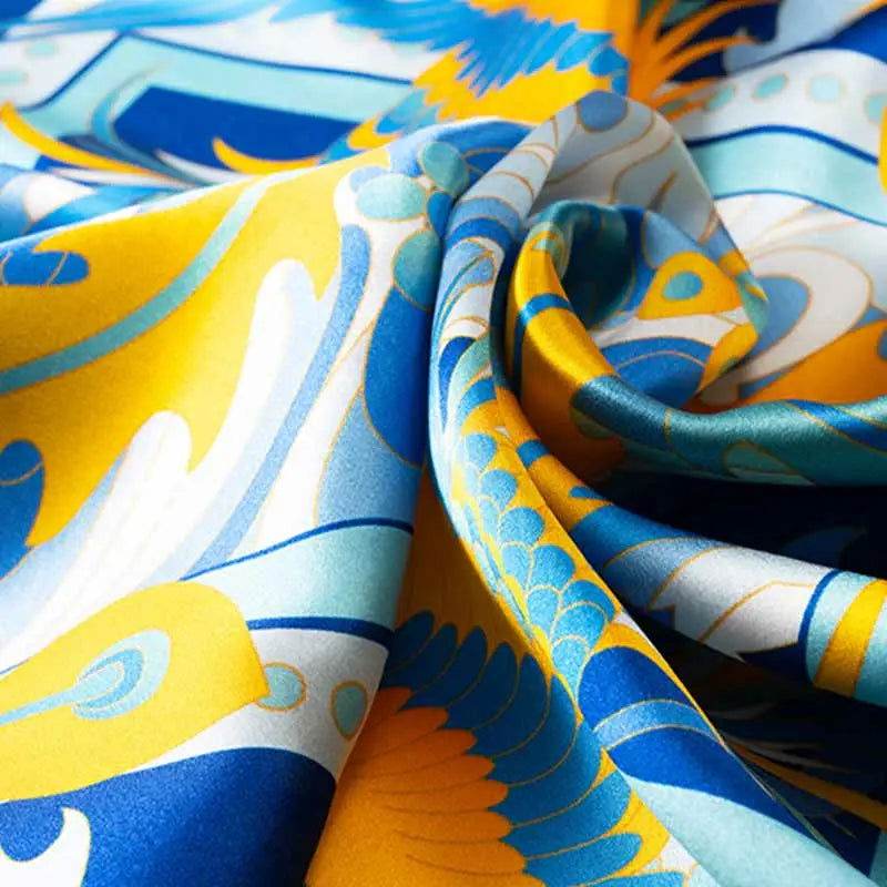 14 Momme Mulberry Silk Square Scarf Phoenix Crown 63x63cm - Image 5