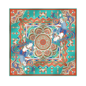 Mulberry Silk 16 Momme Celestial Dance Silk Square Scarf 90x90cm