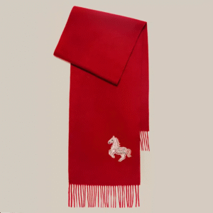 Embroidery Premium 100% Wool Cashmere Scarf Fortune Horse Pattern 180 x 30 cm