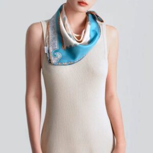 100% Mulberry Silk Jiangnan Bloom Silk Square Scarf 68 x 68 Cm