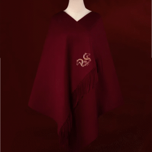 Luxury Embroidered Wool Cashmere Scarf – 2026 Happy Horse Year Design